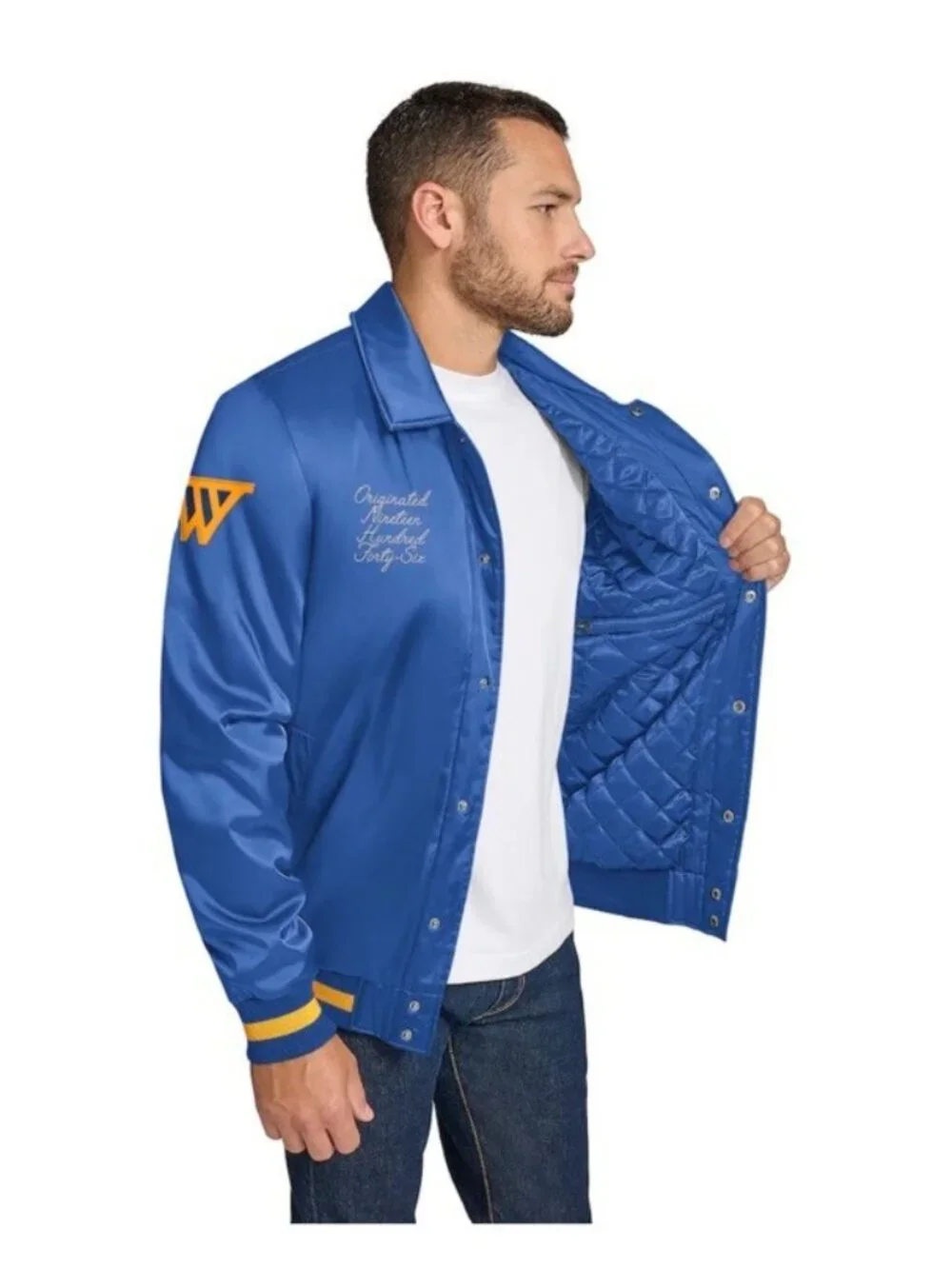 Men's Golden State Warriors Tommy Jeans Varsity Jacket Full Snap NWT Sz XL